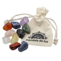 Kit de 10 Pedras Mistas Cristais M + Saquinho de Algodão Mandala de Luz