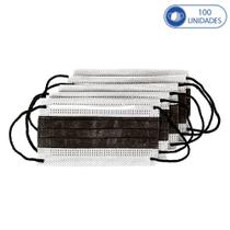 Kit de 100 Unidades de Máscaras Cirúrgicas Descartáveis Preto com Filtro Synergex Miralupa