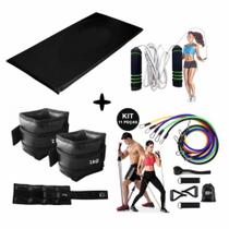 Kit de 11 Peças + Colchonete Academia + Caneleira 2kg (Par) + Corda de pular - zaya