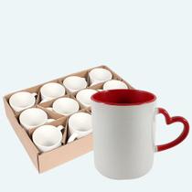 Kit de 12 Canecas para Sublimação com Alça de Coração Vermelha B11191