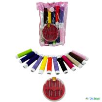 Kit de 12 Linhas para Costura com Porta Agulha de 10 unidades Kit de 12 Linhas para Costura com Porta Agulha de 10 unidades