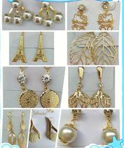 Kit De 12 Pares Brincos Grandes Folheado Banhado Kit De 12 Pares Brincos Grandes Folheado Banhado