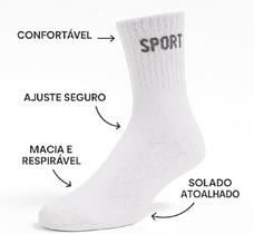 Kit de 12 Pares de Meias Brancas e Cinzas Cano Alto Longo Sport em Algodão