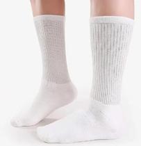 Kit de 12 Pares de Meias Brancas e Cinzas Lisas Cano Alto Longo Sport em Algodão para Conforto e Estilo