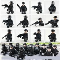Kit de 12 peças de Acessórios Militares Miniaturas de Policial Swat Bloco de Construção