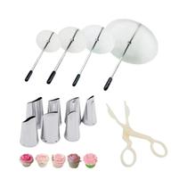 Kit De 12 Peças Para Decoração De Bolos Com Flores De Confeitar E Ferramentas De Confeitaria Kit De 12 Peças Para Decoração De Bolos Com Flores De Confeitar E Ferramentas De Confeitaria