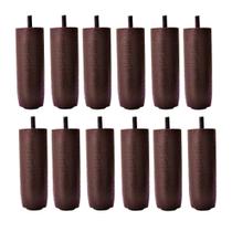 Kit de 12 Pés Para Cama Box ou Baú Queen King TDC Marrom 12cm de Altura Madeira Maciça