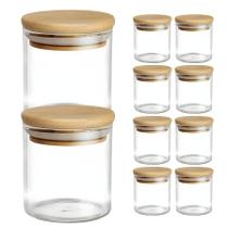 Kit De 12 Potes Hermético Mantimento De Vidro Com Tampa Bambu 200ml