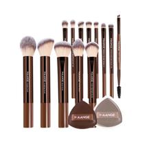 Kit De 13 Pincéis De Maquiagem Sintéticos Macios Para Base, Sombra E Pó Com 2 Esponjas Air Cushion