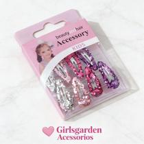 kit de 2, 4 ou 6 caixas de Mini Presilhas De Cabelo Infantil Glitter Tic Tac Menina bebe 3.2cm Moda kit de 2, 4 ou 6 caixas de Mini Presilhas De Cabelo Infantil Glitter Tic Tac Menina bebe 3.2cm Moda