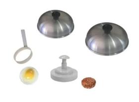 Kit de 2 Abafadores de Hambúrguer em Alumínio + 1 Modelador de Ovo + 1 Modelador de Hambúrguer