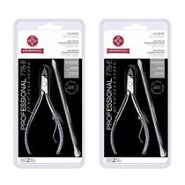 Kit de 2 alicates cuticulas 778-e com espatula dupla professional premium inox mundial