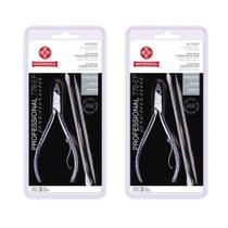 Kit de 2 alicates cuticulas 778-ep com espatula dupla e palito professional premium inox mundial