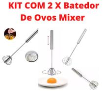 KIT DE 2 Batedor de Ovos Semi-Automático - Aço Inoxidável