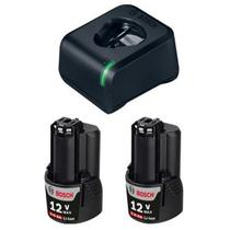 Kit de 2 Baterias GBA 12V 2Ah Carregador de baterias Bosch GAL 12V Bivolt 12V 1600A021KS