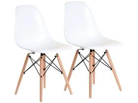 Kit de 2 Cadeiras Eiffel Eames Branco Base Madeira - Cadeiras