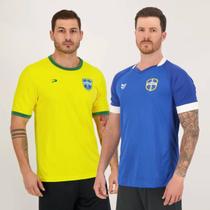 Kit de 2 Camisas Brasil Amarela e Azul