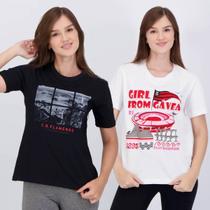 Kit de 2 Camisas Flamengo Feminina Branca e Preta