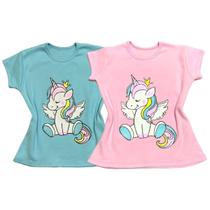 Kit de 2 camisetas para meninas infantis criança