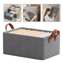 Kit de 2 Cestos Organizadores Dobráveis 25L Caixa Multiuso com Alça em Plástico para GuardaRoupa, Gavetas, Lavanderia e Armário Kit de 2 Cestos Organizadores Dobráveis 25L Caixa Multiuso com Alça em Plástico para GuardaRoupa, Gavetas, Lavanderia e Armário