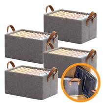 Kit de 2 Cestos Organizadores Dobráveis 25L Caixa Multiuso com Alça em Plástico para GuardaRoupa, Gavetas, Lavanderia e Armário