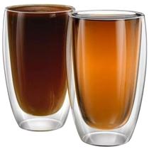 Kit De 2 Copos Duo Camada De Vidro Borasilicato Parede Dupla 450ml