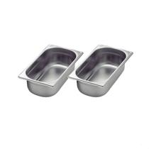 Kit de 2 Cubas Gastronômicas Sem Tampa Inox 1/3 65mm