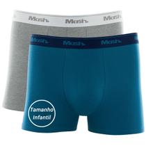 Kit De 2 Cuecas Lisa Boxer Box Básica Infantil Juvenil Mash Kids Em Algodão Cotton