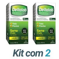 KIT de 2 DELTALAB LOÇÃO COM 100ML Sarna Chato e Carrapato fragrancia maçã