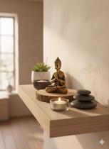 Kit de 2 Estátuas de Mini Buda Hindu Resina Dourado 8,5cm