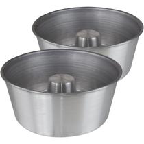 Kit de 2 formas de bolo/pudim redonda n20 21cm com furo cone de aluminio padaria confeitaria - Alfa Suportel