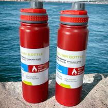 Kit de 2 Garrafa Térmica Inoxidável Para Bebidas Quentes Ou Frias Com Alça Academia Escola - sport Bottle