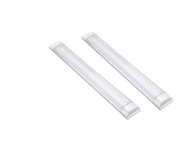 Kit de 2 Luminária Tubular Sobrepor Led Linear 60cm 20w Branco Frio