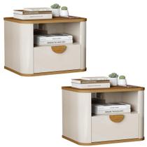 Kit de 2 Mesa de Cabeceira Suspensa Buriti 1 Gaveta e Nicho