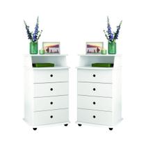 Kit de 2 Mesas de Cabeceira Lux ll Branco Kit de 2 Mesas de Cabeceira Lux ll Branco