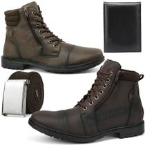 Kit de 2 pares de Bota Coturno Casual Masculino com Cinto e Carteira - Ferraretto