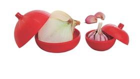 Kit de 2 Peças Porta Cebola e Porta Alho Vermelho ( 29293 )