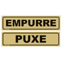 Kit De 2 Placas Indicação Portas Empurre E Puxe 20x5 cm Cor:PRETO/DOURADO Kit De 2 Placas Indicação Portas Empurre E Puxe 20x5 cm Cor:PRETO/DOURADO