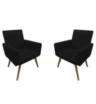 KIT de 2 Poltronas Decorativa Nina suede Preto Artinini Móveis