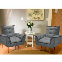 Kit de 2 Poltronas Opala Grafite 1 Lugar Pés Palito Kit de 2 Poltronas Opala Grafite 1 Lugar Pés Palito