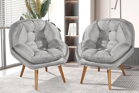 Kit De 2 Poltronas Sênior Suede Premium C/ Pés Em Madeira Kit De 2 Poltronas Sênior Suede Premium C/ Pés Em Madeira