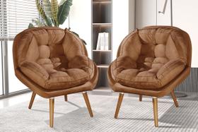 Kit de 2 Poltronas Sênior Suede Premium C/ Pés em Madeira