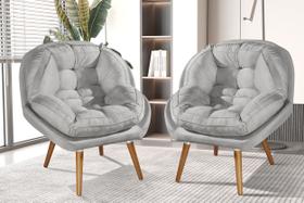 Kit de 2 Poltronas Sênior Suede Premium C/ Pés em Madeira