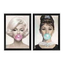 Kit de 2 Quadros Marilyn e Audrey