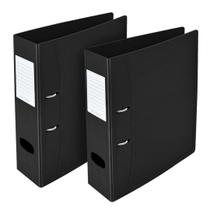 Kit de 2 Registrador AZ, Of Plástico, Lb Largo 2 furos preto