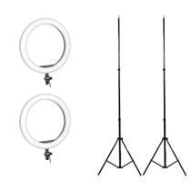 Kit de 2 ringlights de 12 polegadas + 2 tripés de 1,9m para estúdio fotográfico, stream, youtuber, videoconferências