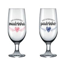 Kit De 2 Taças De 300ml De Vidro Decorado Madrinha E Padrinho Kit De 2 Taças De 300ml De Vidro Decorado Madrinha E Padrinho