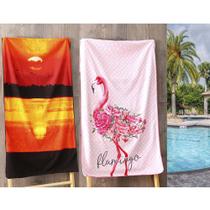 Kit de 2 Toalhas de Praia Aveludada Simba e Flamingo Sultan
