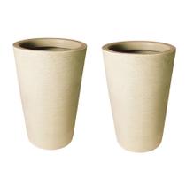 Kit de 2 vasos coluna de planta decorativo grafiato de luxo em polietileno com Proteção UV 58x36