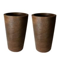 Kit de 2 vasos coluna de planta decorativo grafiato de luxo em polietileno com Proteção UV 58x36